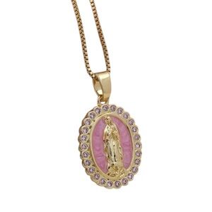 ✨New Women’s Gold / Pink Virgin Mary Pendant Necklace✨